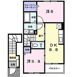 Ａｌｉｖｅ　ｉｔ　刻　II 202 2階2DKの間取り