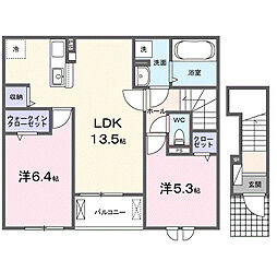 ゴールドメゾン 2階2LDKの間取り