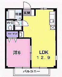 ききょうヒルズ　I 2階1LDKの間取り