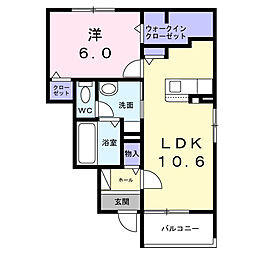 ノール・エトワール 1階1LDKの間取り