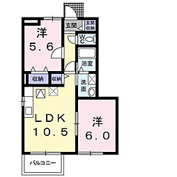 プラーノ杜 103 1階2LDKの間取り