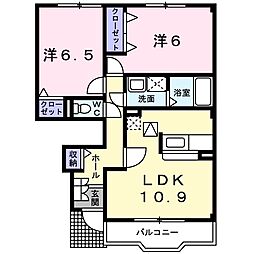 ベルタウンII 1階2LDKの間取り