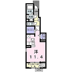 カレント　柳原Ａ 1階ワンルームの間取り