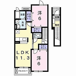 セレーノ　Ｃ 2階2LDKの間取り