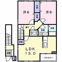 ベルヴェデーレ白尾　Ｃ 2階2LDKの間取り