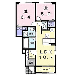 「仮称」古川江合錦町アパート 1階2LDKの間取り