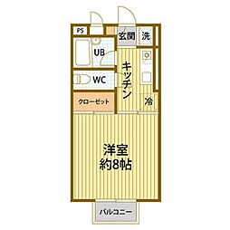 国見パーソナルV 1階1Kの間取り