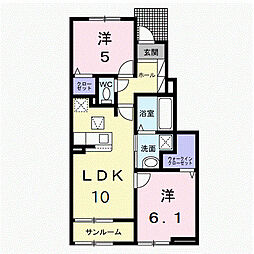 ルアーナ 1階2LDKの間取り