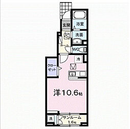 ＧＲＡＮ・Ｍ 1階ワンルームの間取り