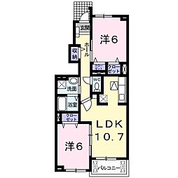 ラフィネロジュマンＡ 1階2LDKの間取り