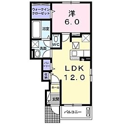 ハートホーム　II 1階1LDKの間取り