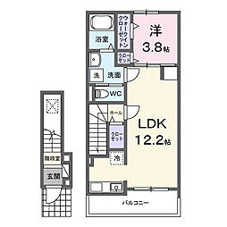 ラ　フェリーチェ　篠ノ井 2階1LDKの間取り