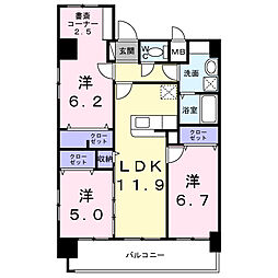 グランド パーク シティ 与儀 3LDKの間取図画像