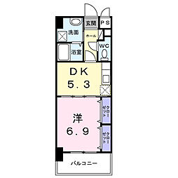 グランド パーク シティ 与儀 1DKの間取図画像