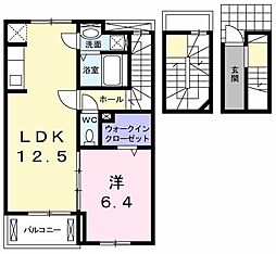 ヴィラ　桜井町 3階1LDKの間取り