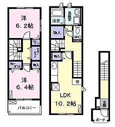 サングレイス港 2階2LDKの間取り