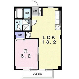 本谷ハイツ 1階1LDKの間取り