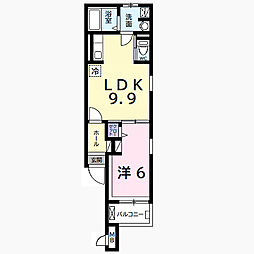 アームズ木更津 3階1LDKの間取り