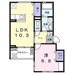 プレミール京都 3階1LDKの間取り