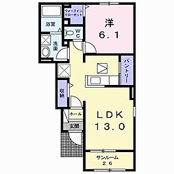 フィールド　ブック　I 1階1LDKの間取り