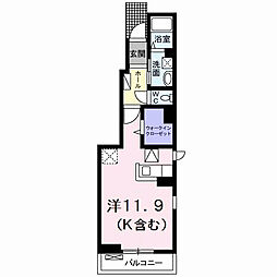 ヴァン・ヴェール　I 1階1Kの間取り