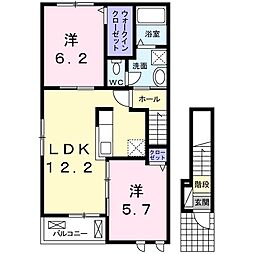 ハピア　III 2階2LDKの間取り