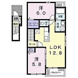 ヴィッセン隅田　II 2階2LDKの間取り