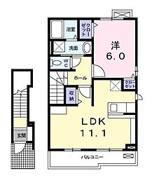 アルモニーＡ 2階1LDKの間取り