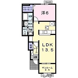 メゾン　ド　ディアス 1階1LDKの間取り