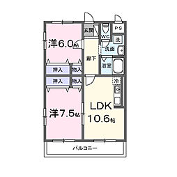 Ｊ・フローレンス 305 3階2LDKの間取り
