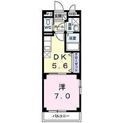 プリムローズヒル神石 1階1DKの間取り