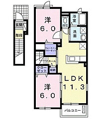 スリズエI 2階2LDKの間取り