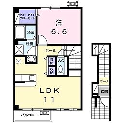 グラン　クロシェット 2階1LDKの間取り