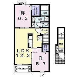 ケーズコート岩出 2階2LDKの間取り
