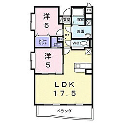 ラ・プルミエール 2階2LDKの間取り