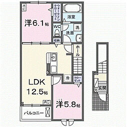 シエル 2LDKの間取図画像
