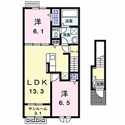クレストI 2LDKの間取図画像