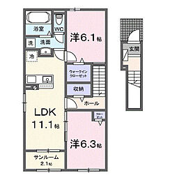 ラフィネ IV 2LDKの間取図画像
