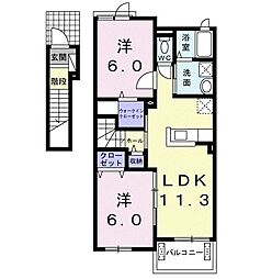 ルミナーレ 2階2LDKの間取り