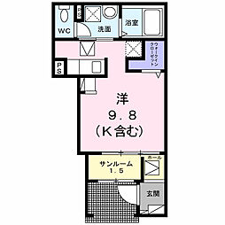 ソレイユ フルール III ワンルームの間取図画像