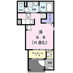 ソレイユ フルール III ワンルームの間取図画像