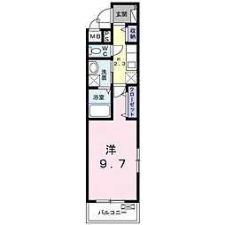 ヒカルサ 小牧田県ウエスト 1Kの間取図画像