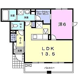 セリージェII 1階1LDKの間取り
