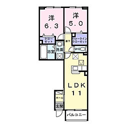 エレガンス メゾン II 2LDKの間取図画像