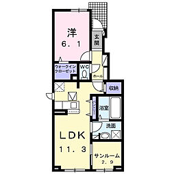 ヴィラ シャングリラ 寺尾 1LDKの間取図画像