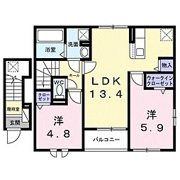 久米アパート(025554201) 2LDKの間取図画像
