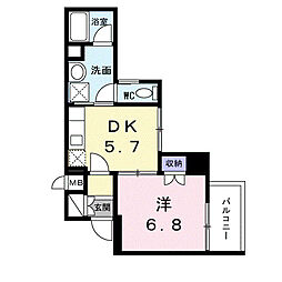 ペガソ21 1DKの間取図画像