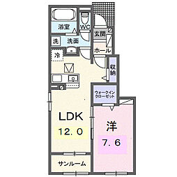 プラシード・Kurosu 1LDKの間取図画像