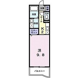 グリーンメゾン 1Kの間取図画像