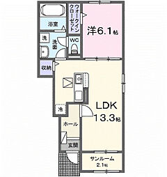 フォレスト B 1LDKの間取図画像